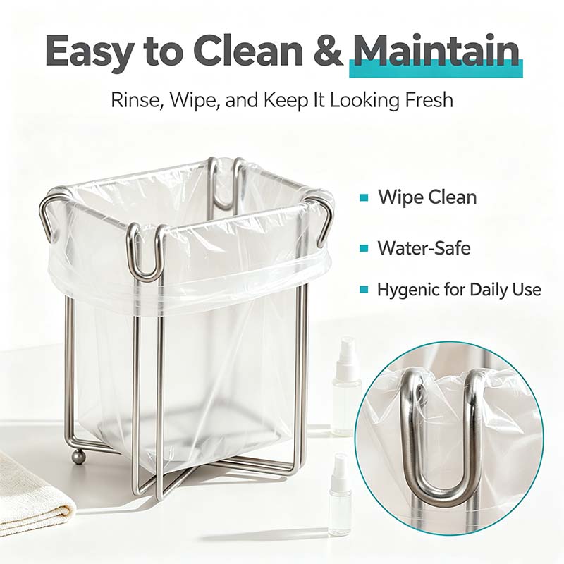Easy to Disposal, Just Hook the Trash Bag, Foldable 304 Stainless Steel Trash Bag Holder🗑️