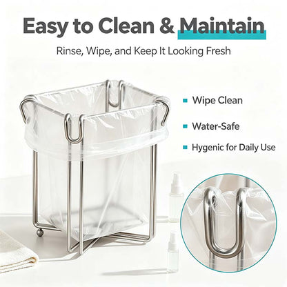Easy to Disposal, Just Hook the Trash Bag, Foldable 304 Stainless Steel Trash Bag Holder🗑️