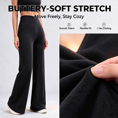 Women's Fleece Lined Wide Leg Pants,High Waisted Soft Thermal straight Leg LoungePants👖