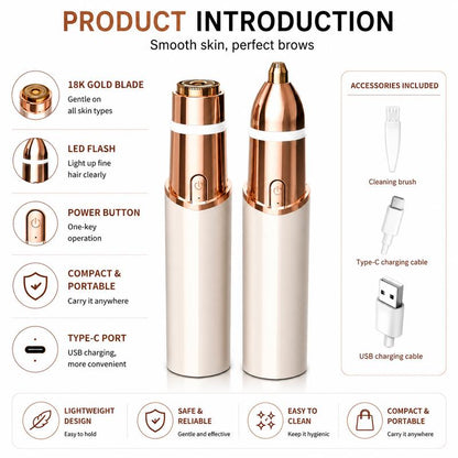 OANVA 2 in 1 facial & eyebrow hair trimmer for Women, Rechargeable Face Razor