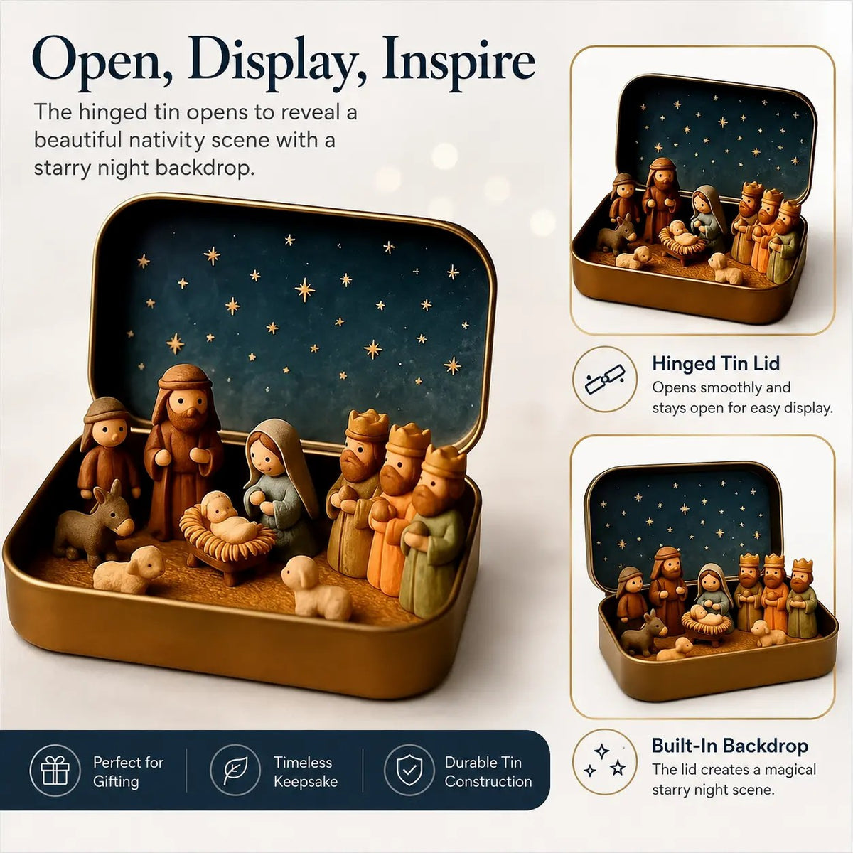 Religious Pocket-Size Mini Nativity Scene Set with Storage Box🎁