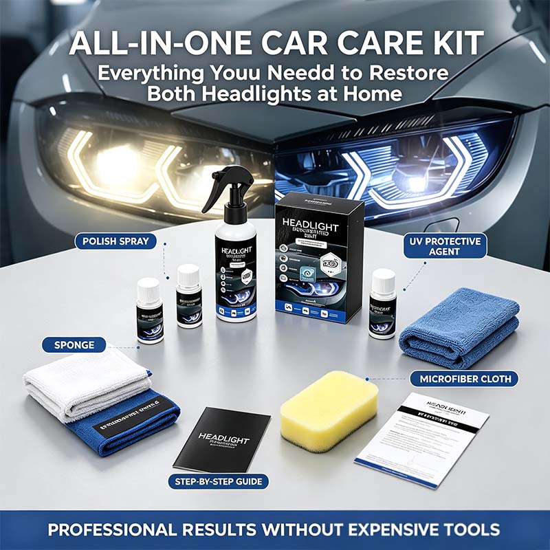Automotive Headlight Restoration Kit: Fast & Easy Car Headlight Cleaner for Oxidized🚗
