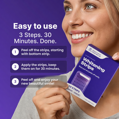 Purple Teeth Whitening Strips, Enamel-Safe Stain Removal💜