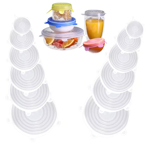 Universal Reusable Silicone Lids – 6 PCS Pack 🥡