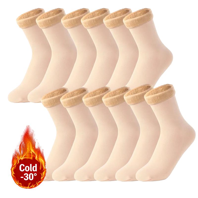 6 Pairs Women's Heavyweight Fuzzy Closed Fast-Heating Underwear Socks🧦
