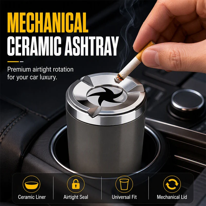 Rotating Sealed Lid Car Ashtray Odor Resistant Auto Cigarette Ashtray Fits Vehicle Cup Holder🚗