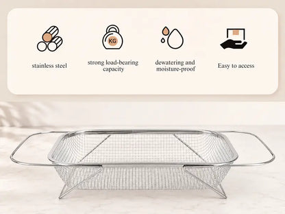 Stainless Steel Over-The-Sink Colander Strainer Basket🧺
