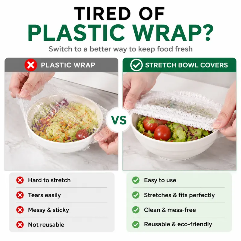 100PCS Disposable Stretch Food Covers for Bowls🍎🥗