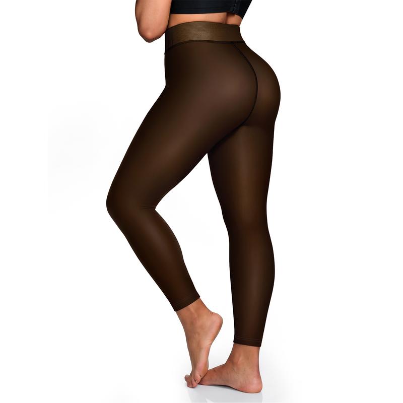 Women Fleece Lined Tights Body Slimming Leggings Sheer Fake Translucent 🖤