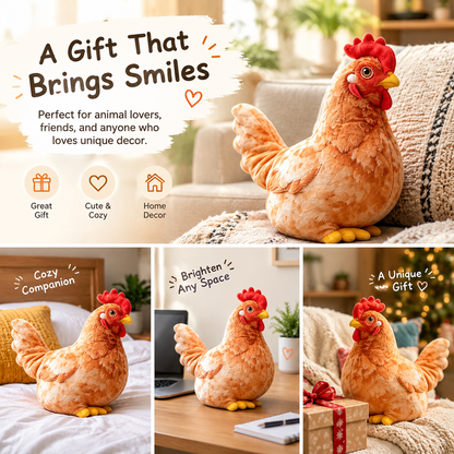 Chicken-Shaped Plush Pillow - Cute Hen Stuffed Animal 🐔
