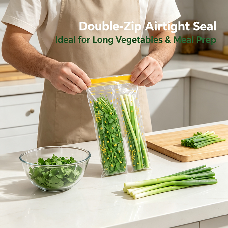 15PCS/Set Thick Double Seal Food Storage Bags, Reusable Self-Sealing Pouches🍎