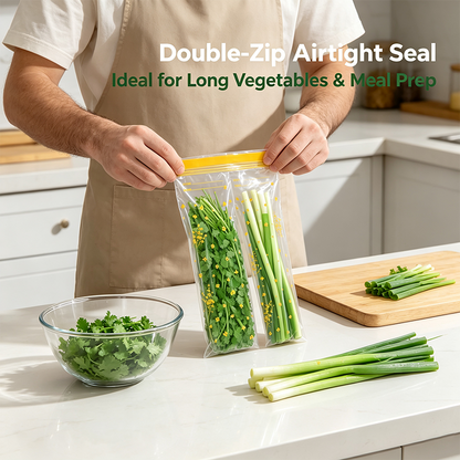 15PCS/Set Thick Double Seal Food Storage Bags, Reusable Self-Sealing Pouches🍎