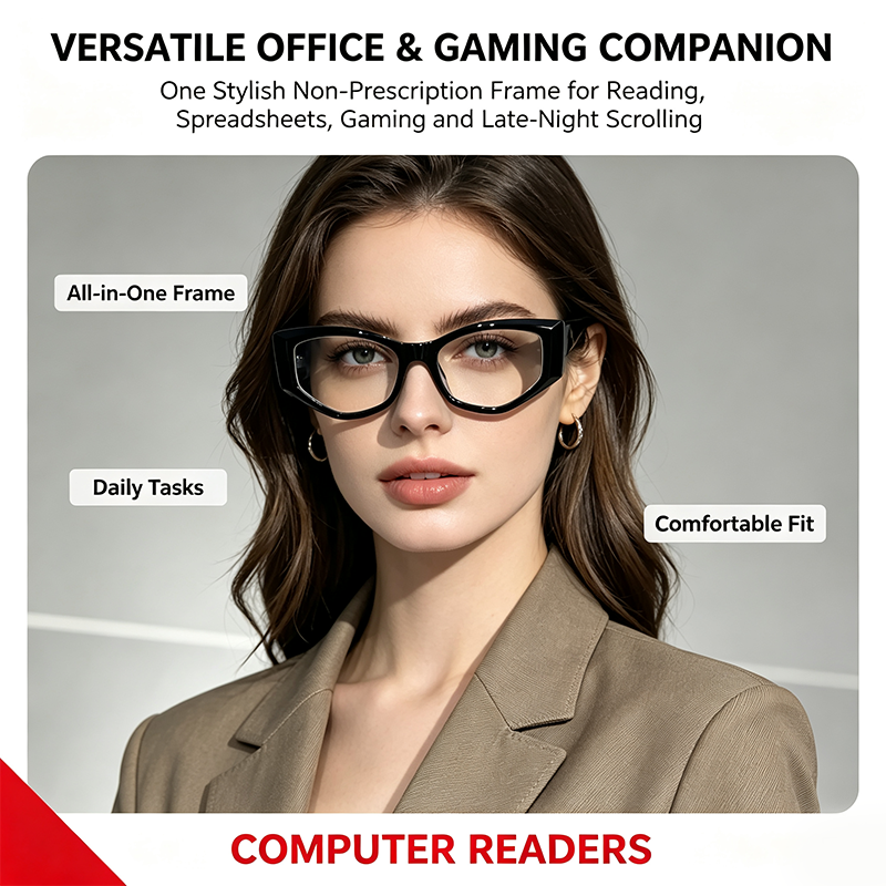 Women's Reading Glasses Anti-Blue Light Full Frame Square, Non-Prescription 👓