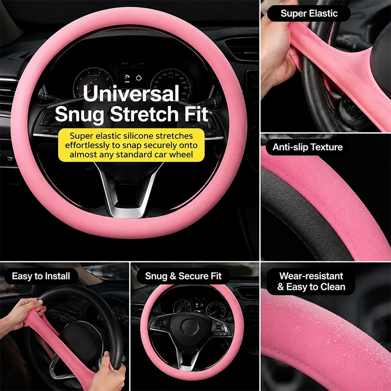 Universal Silicone Steering Wheel Cover, Non-Slip Soft Grip All Season Car 🚗