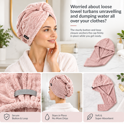 Extra-Thick Microfiber Hair Drying Towel Cap Set, Super Absorbent Quick-Dry Hair Wrap 🧖‍♀️