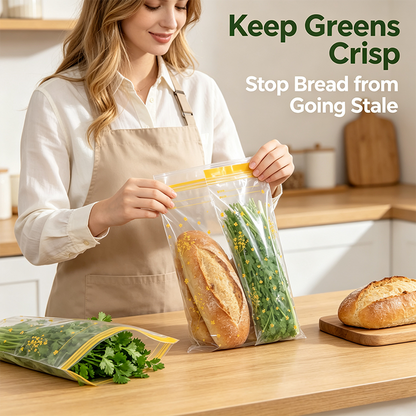 15PCS/Set Thick Double Seal Food Storage Bags, Reusable Self-Sealing Pouches🍎