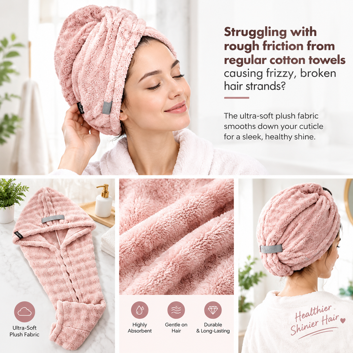 Extra-Thick Microfiber Hair Drying Towel Cap Set, Super Absorbent Quick-Dry Hair Wrap 🧖‍♀️