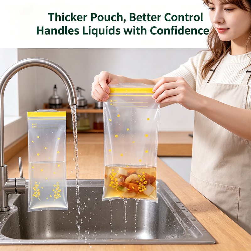 15PCS/Set Thick Double Seal Food Storage Bags, Reusable Self-Sealing Pouches🍎