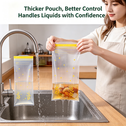 15PCS/Set Thick Double Seal Food Storage Bags, Reusable Self-Sealing Pouches🍎