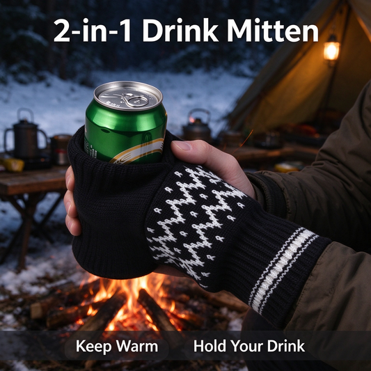 Beer Mitten Gloves - Knit Stitched Drink Mitt Holder for Beverage 🧤🍻
