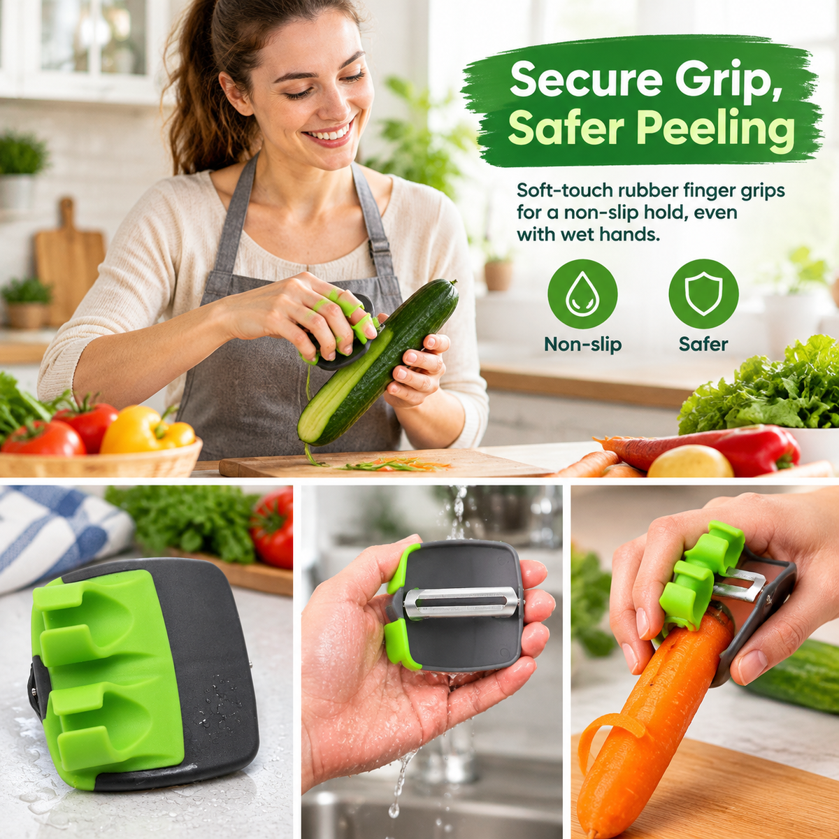 2 Pcs Hand Vegetable Peeler Palm Peeler Rubber Finger Grips Comfortable 🥔