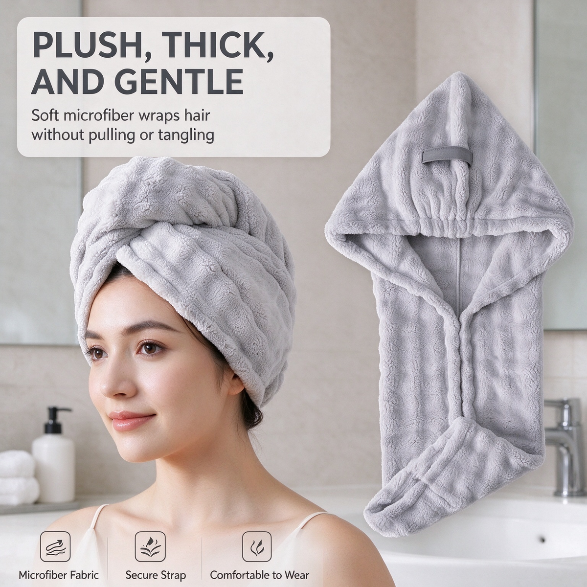 Extra-Thick Microfiber Hair Drying Towel Cap Set, Super Absorbent Quick-Dry Hair Wrap 🧖‍♀️