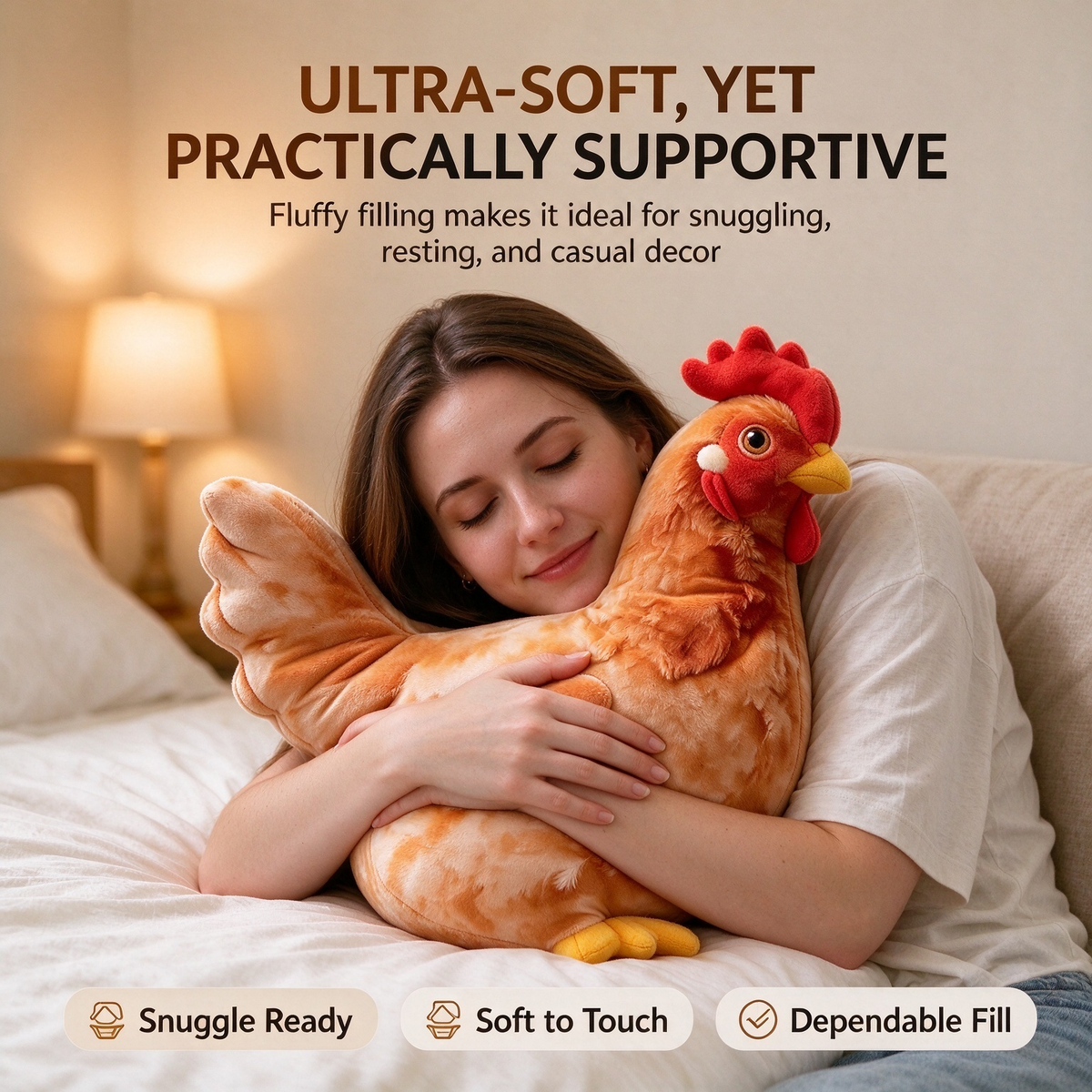 Chicken-Shaped Plush Pillow - Cute Hen Stuffed Animal 🐔