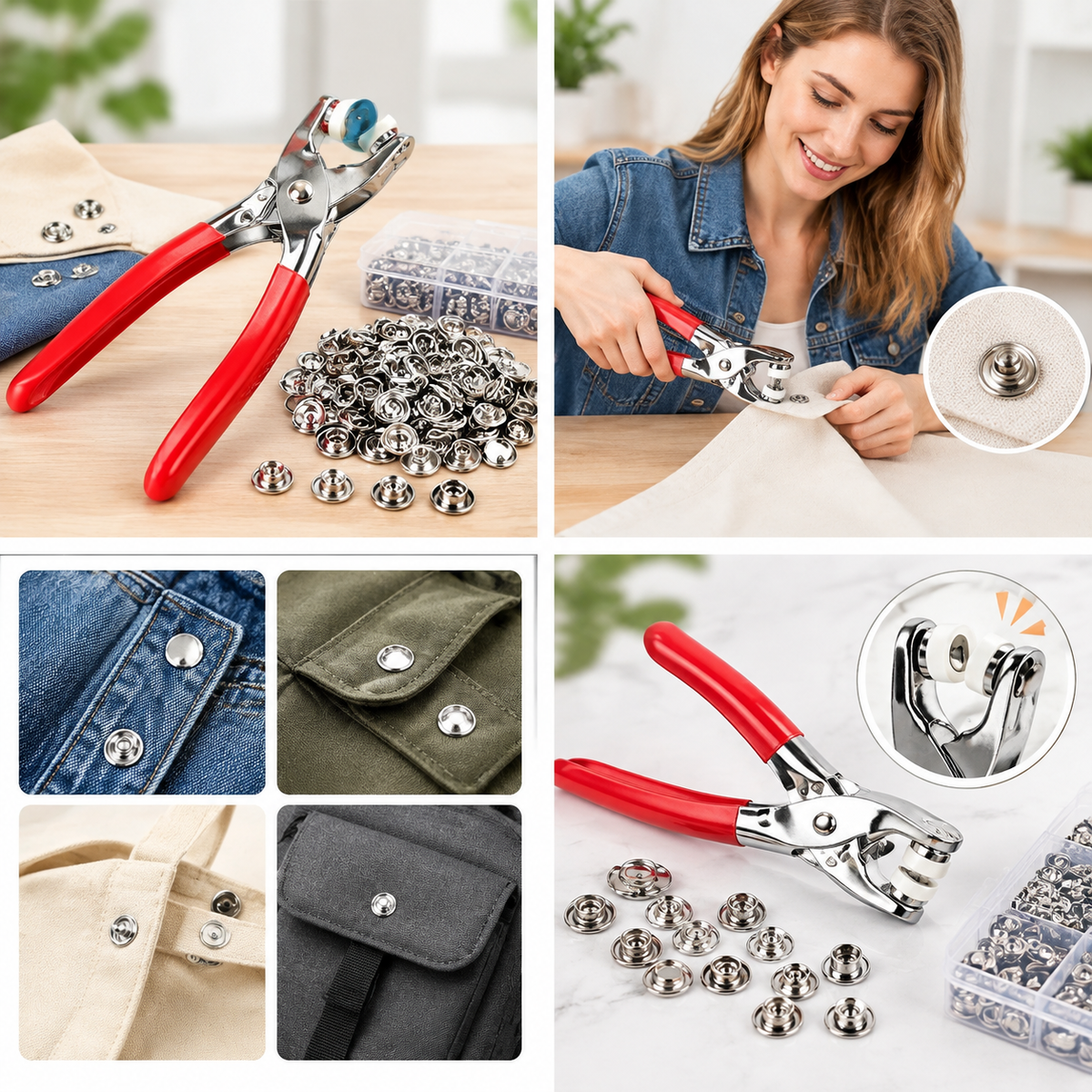 Seamless Stitching Sewing Kit-100Pcs Invisible Colored Metal Buckle & Manual Pressure Pliers 🧵