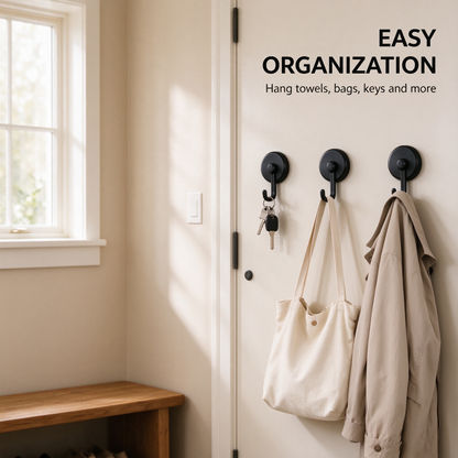 2 Pcs No Drilling Suction Cup Hooks with Replaceable Core, Vacuum Locking Bathroom Wall Hooks 🧲