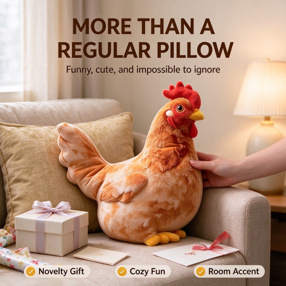 Chicken-Shaped Plush Pillow - Cute Hen Stuffed Animal 🐔