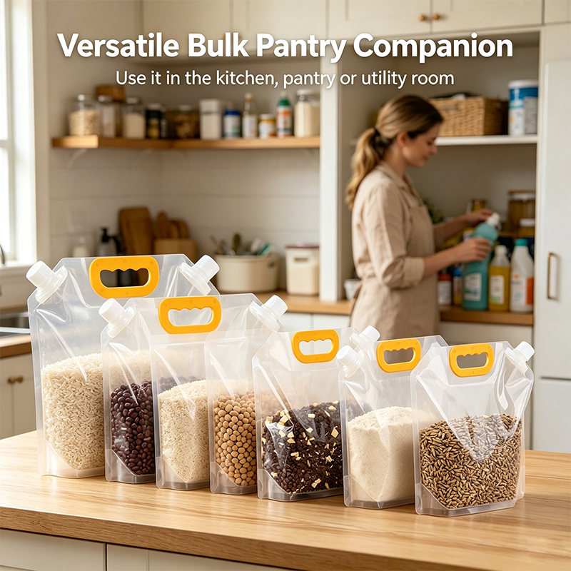 Reusable pantry bags for grains beans rice and dry foods