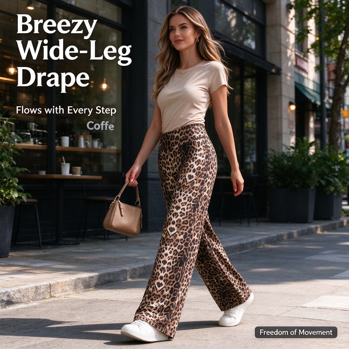 Women’s Light Simple Leopard-Print Wide-Leg Pants - Elastic Waistband, Fluid Drape 🐆