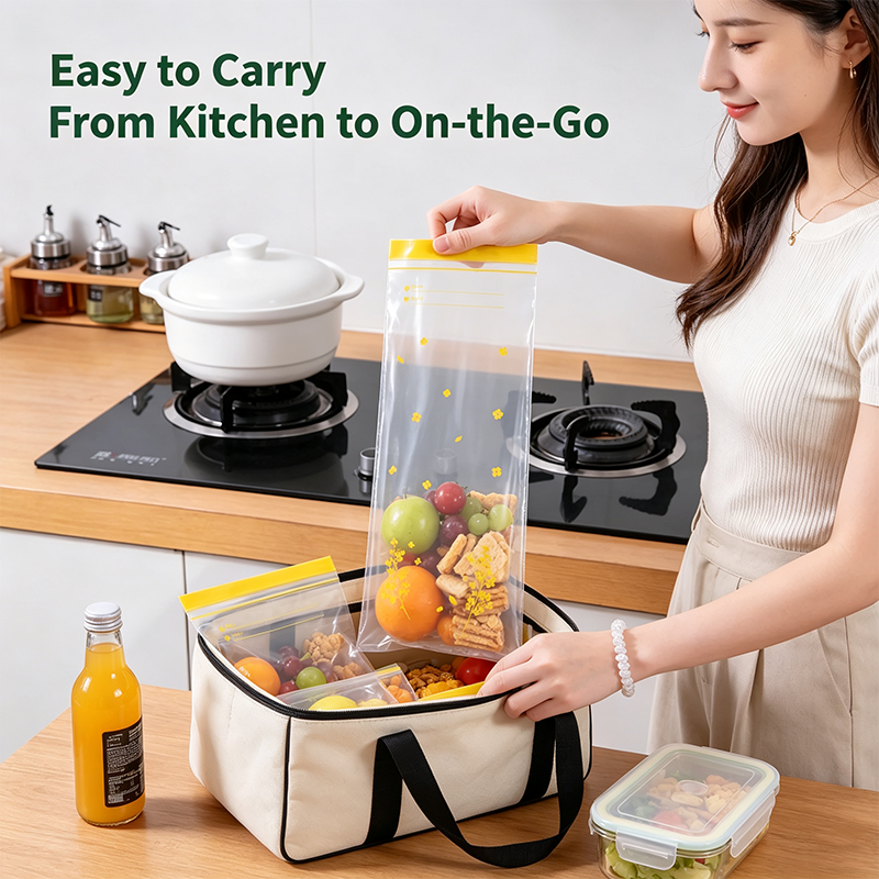 15PCS/Set Thick Double Seal Food Storage Bags, Reusable Self-Sealing Pouches🍎