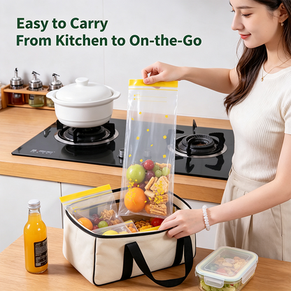 15PCS/Set Thick Double Seal Food Storage Bags, Reusable Self-Sealing Pouches🍎