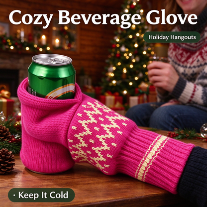 Beer Mitten Gloves - Knit Stitched Drink Mitt Holder for Beverage 🧤🍻