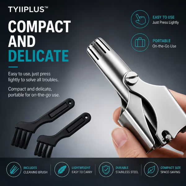 Manual Nose Hair Trimmer,Stainless Steel,Waterproof,No Battery Needed👃🧽