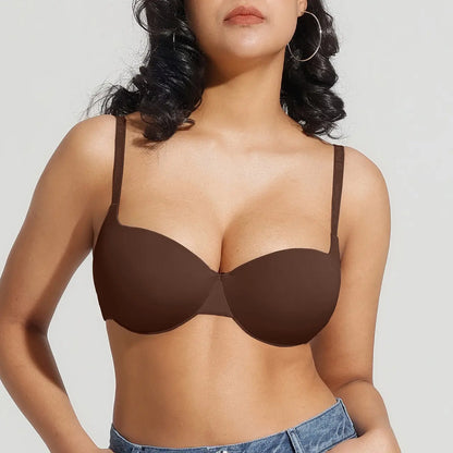 Women's T-Shirt Bra Add 2 Cups Lift Seamless Push Up Padded Underwire Comfort Everyday Bra🌸