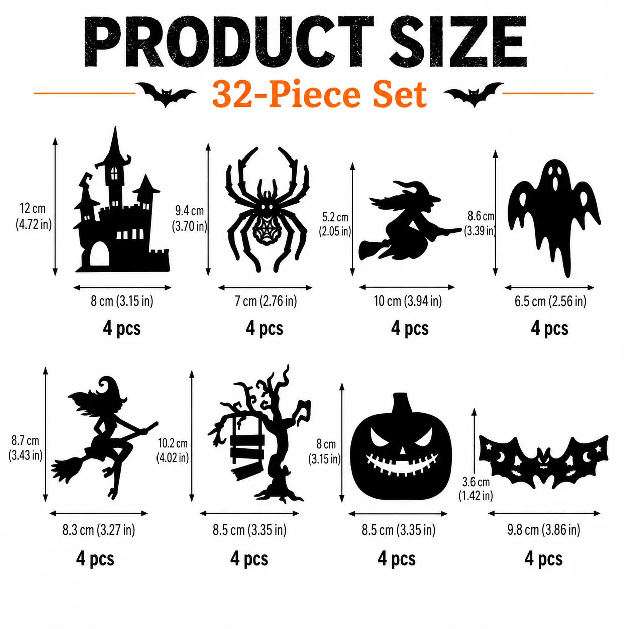 Halloween LED Silhouette Wall Light Stickers, Battery Powered Peel & Stick Decor Lights🦇