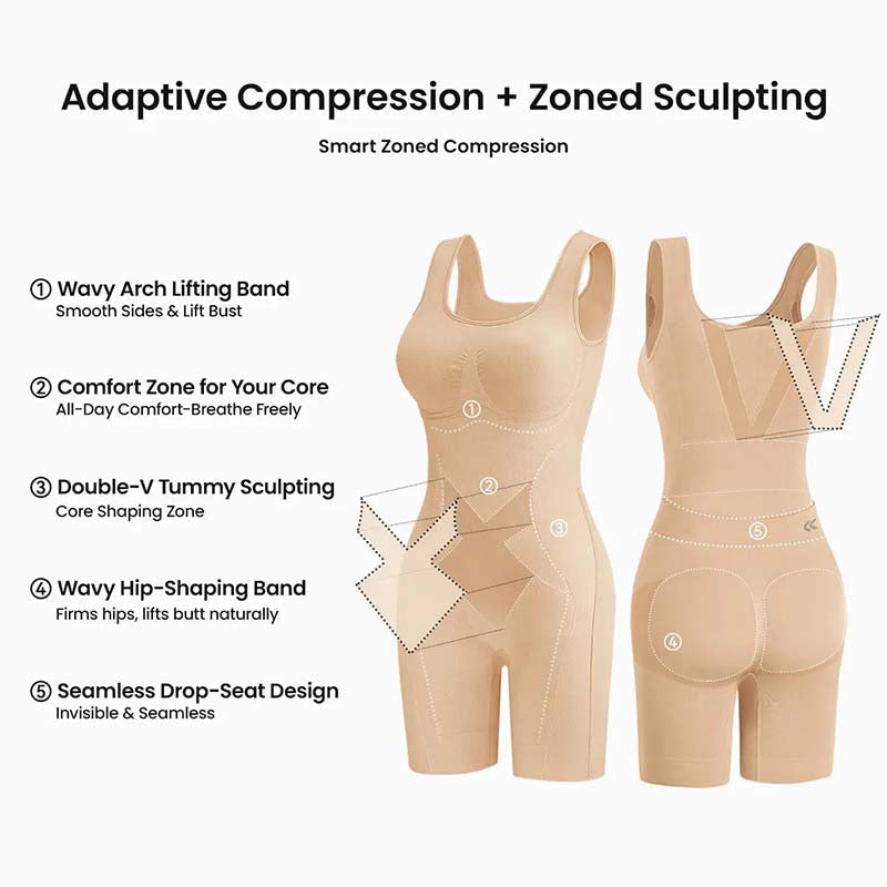 Tummy Control Butt Lifter Faja Bodysuit, Back Support Scrunch Back Open Design🍑