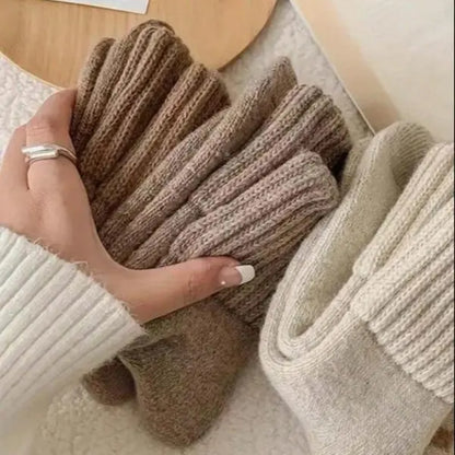 5 Pairs Women's Classical Mid-Calf Polyester Knitting Socks - Simple, Casual, Minimalist, Cozy, Soft🧦
