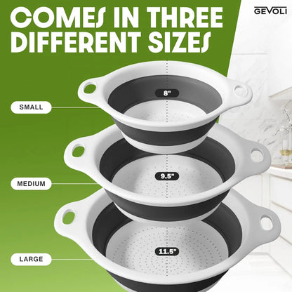 Collapsible Colanders 3-Pack Sturdy Kitchen Strainer Set 🥗