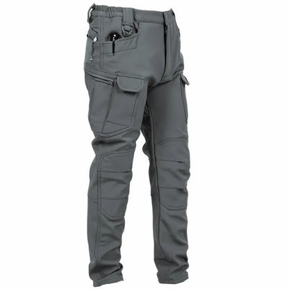 Men's Windproof & Warm Outdoor Military Tactical Pants - Fleece-Lined, Solid Color👖