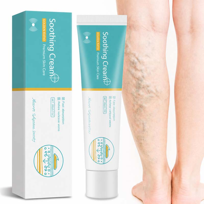 Herbal Varicose Veins Cream product packaging and leg-care visual