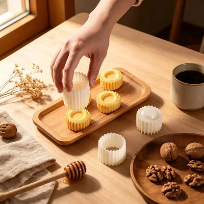 2PCS Sunflower-Patterned Round Hand-Press Mooncake Mold, French-Style Lace Pastry Mold🥮