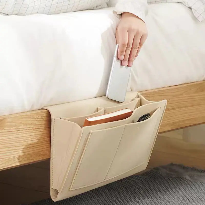 Bedside Caddy, 5 Pockets Felt Bedside Storage Organizer, Hanging Storage Organizer 🛏️