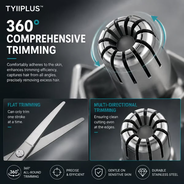Manual Nose Hair Trimmer,Stainless Steel,Waterproof,No Battery Needed👃🧽