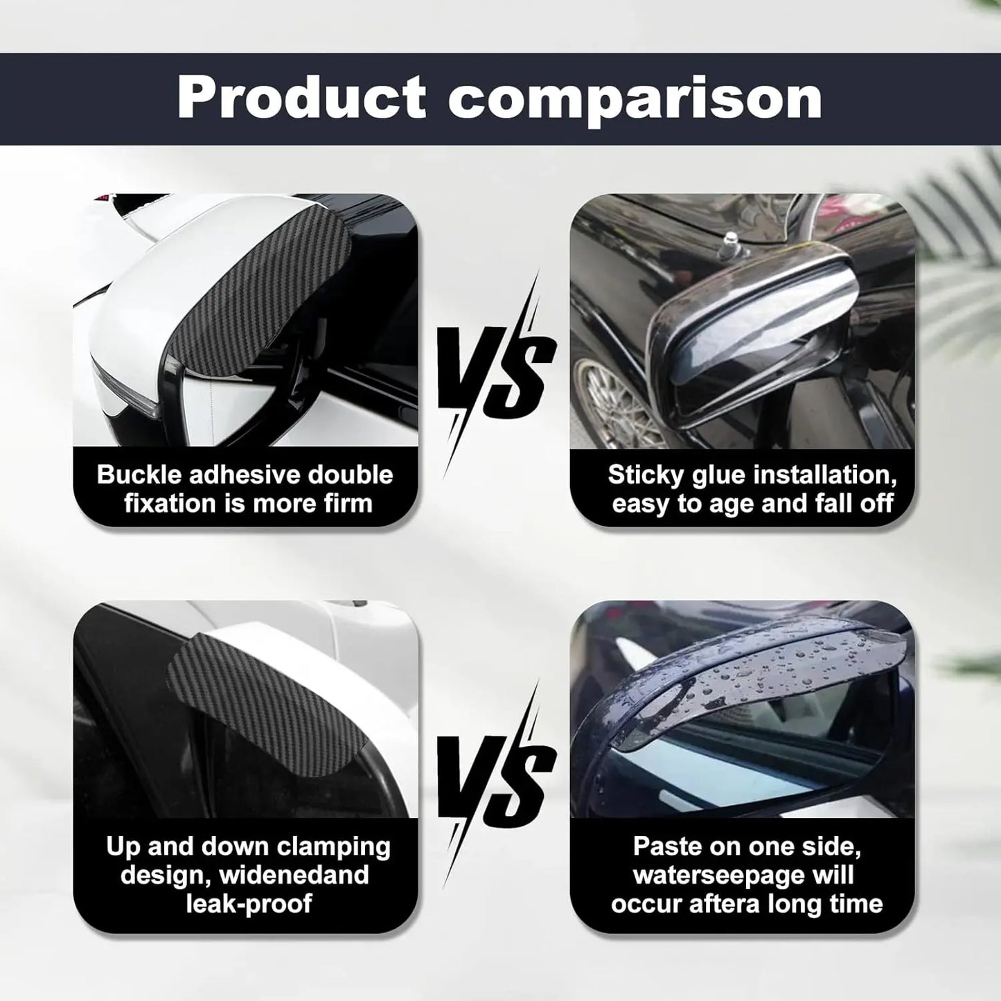 2PCS Car Side Mirror Rain Guards - Carbon Look ABS Visor Covers 🌧️