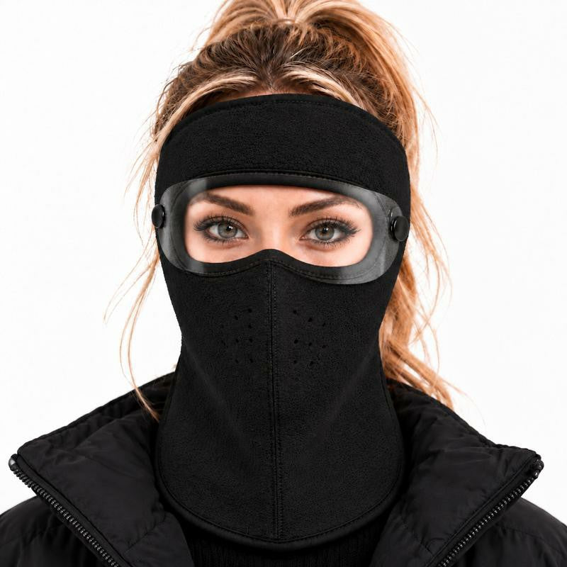 Winter Face Mask with Detachable Goggles, Windproof Thermal Fleece Lined Full Face Cover 🥽