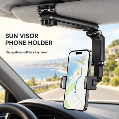 Foldable Car Phone Holder for Sun Visor, Adjustable Arm with 360° Phone Rotation 🚗📱