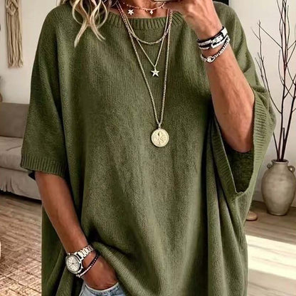 Loose-Fitting, Solid-Color, Casual Knit Sweater for Women, Perfect as An Outer Layer 👚
